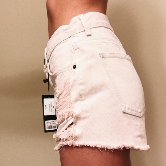 High Rise, Non-Stretch, ‘Paris’ Distressed Shorts - Picture 5 of 8